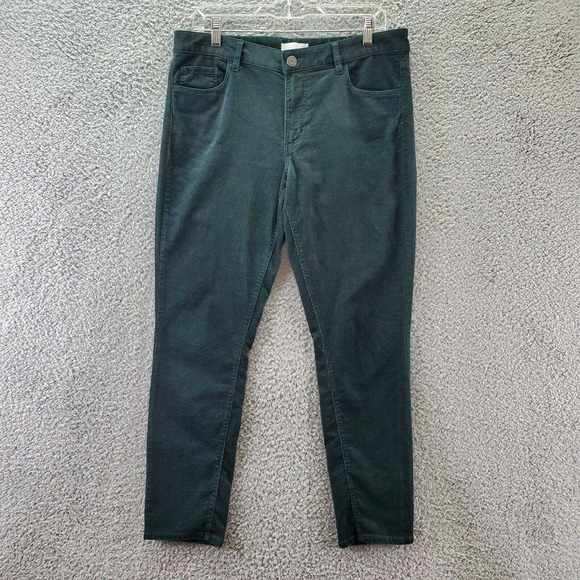 Ann Taylor Loft Women Corduroy Pants Size 30/10 Curvy Skinny Solid Green Stretch - Picture 1 of 7